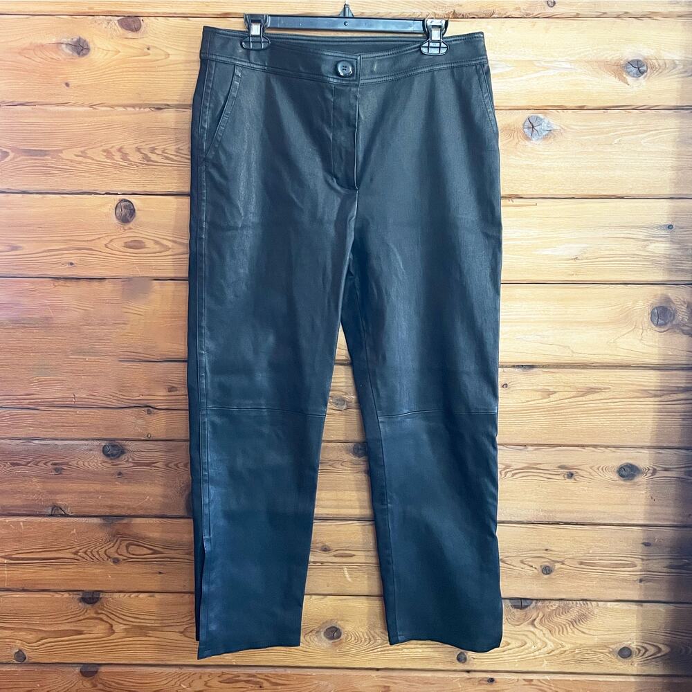 Yigal Azrouel Black Mix Medium Leather Canvas Pants Size 4